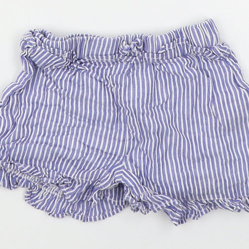 Primark Girls Blue Striped Cotton Cropped Trousers Size 24 Months