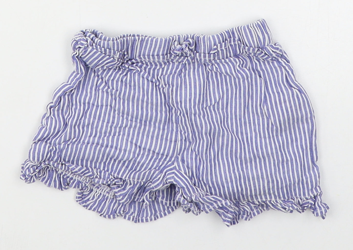 Primark Girls Blue Striped Cotton Cropped Trousers Size 24 Months
