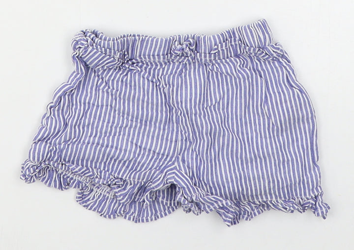 Primark Girls Blue Striped Cotton Cropped Trousers Size 24 Months