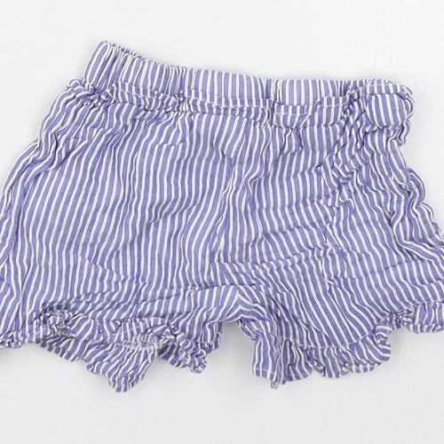 Primark Girls Blue Striped Cotton Cropped Trousers Size 24 Months