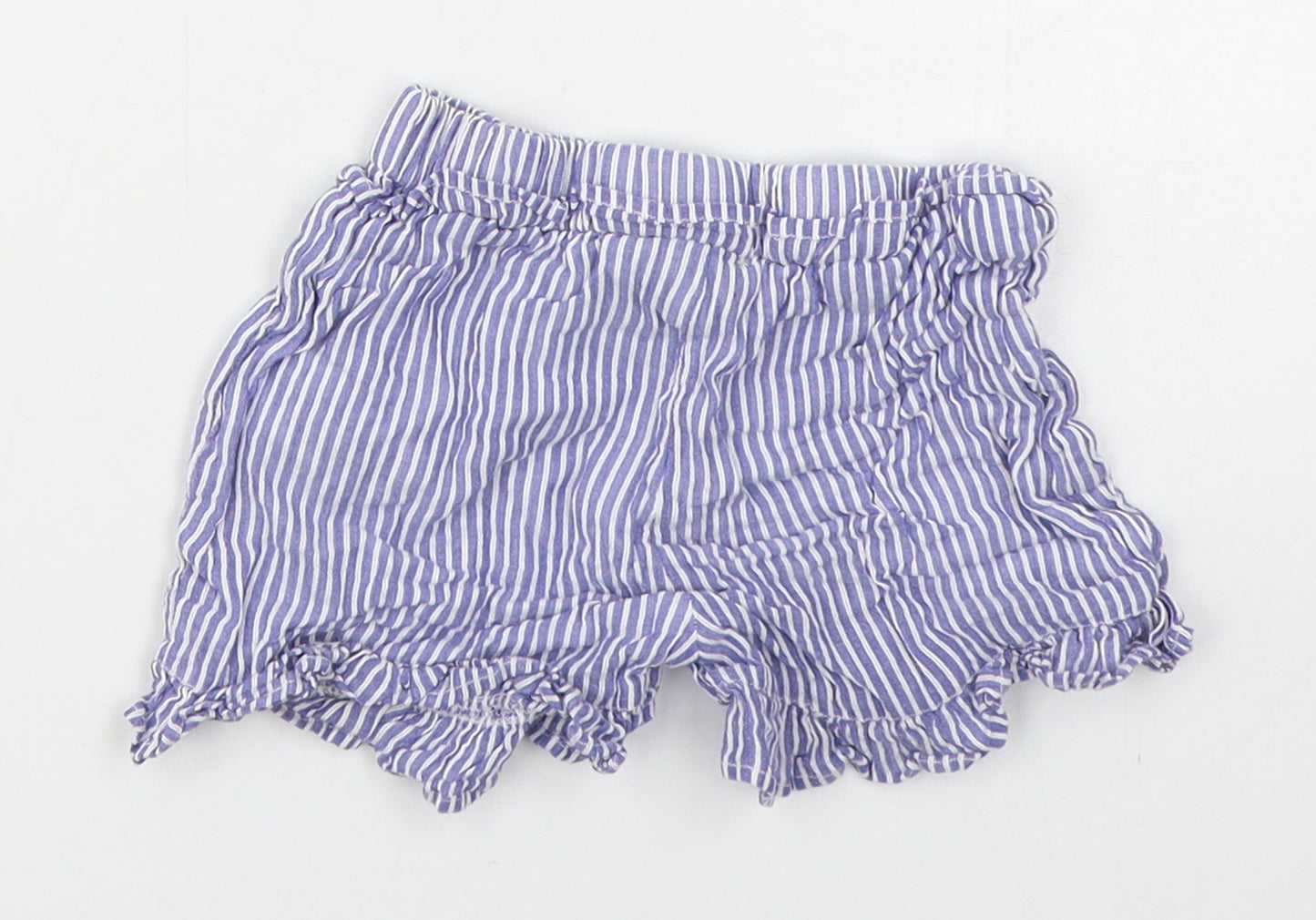 Primark Girls Blue Striped Cotton Cropped Trousers Size 24 Months
