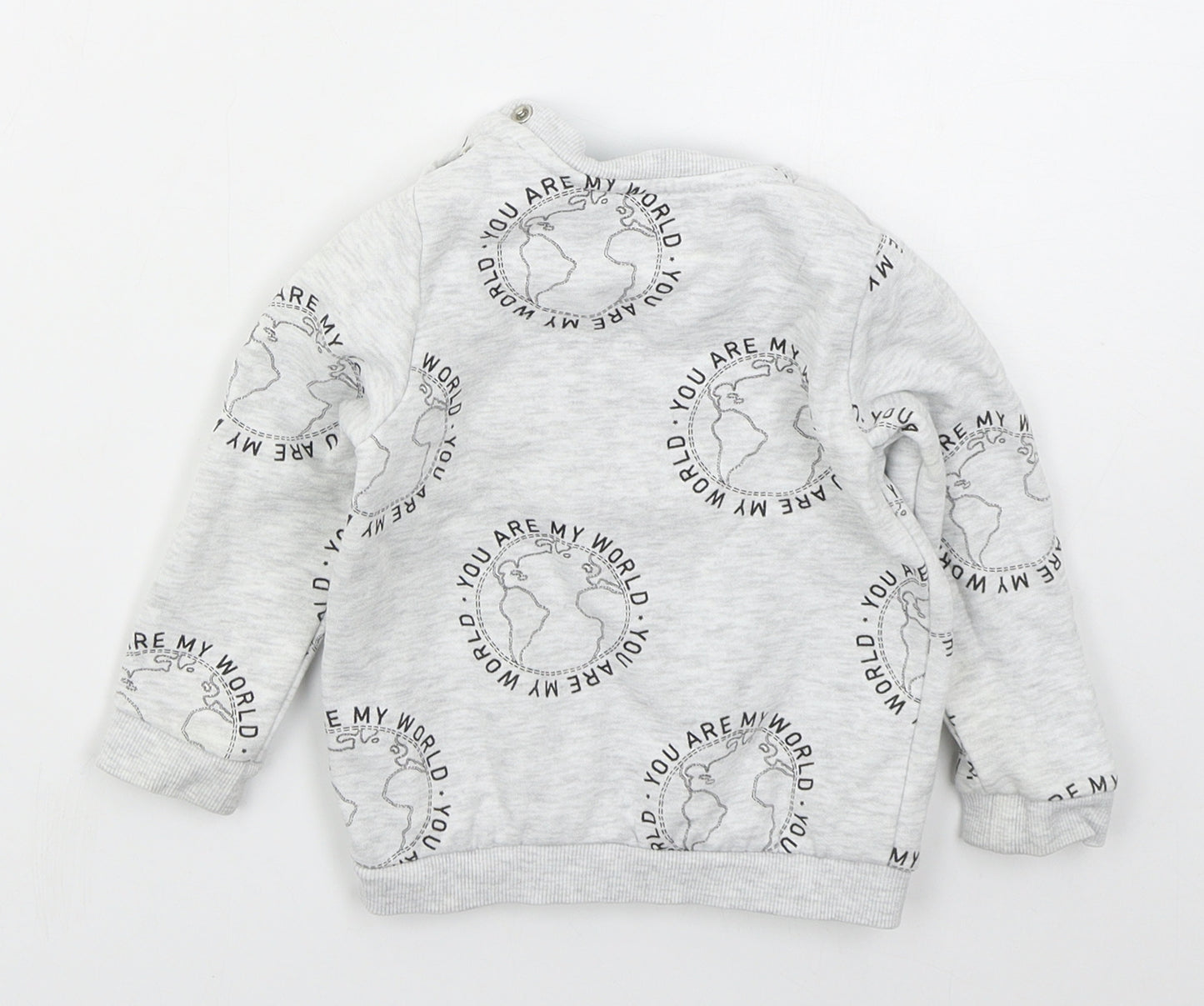 Fred & Flo Boys Grey  Cotton Basic T-Shirt Size 9-12 Months Crew Neck Pullover - You Are My World