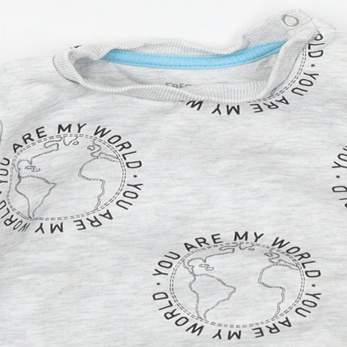 Fred & Flo Boys Grey  Cotton Basic T-Shirt Size 9-12 Months Crew Neck Pullover - You Are My World
