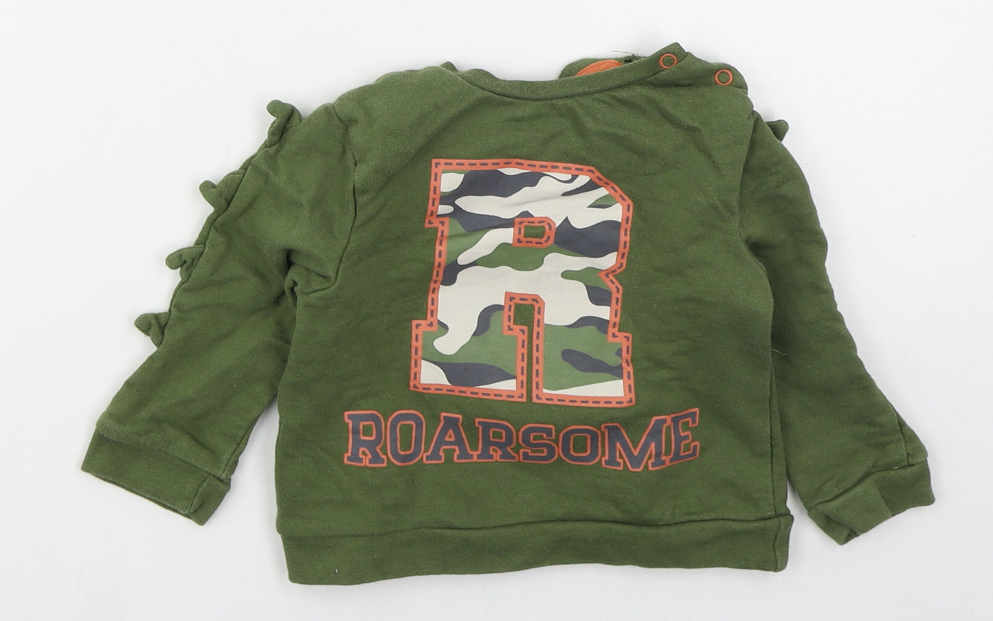 Pep&co Boys Green  Cotton Basic T-Shirt Size 12-18 Months Crew Neck Pullover - Roarsome