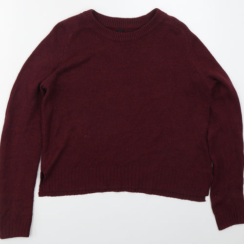 H&M Womens Red Crew Neck  Acrylic Pullover Jumper Size S