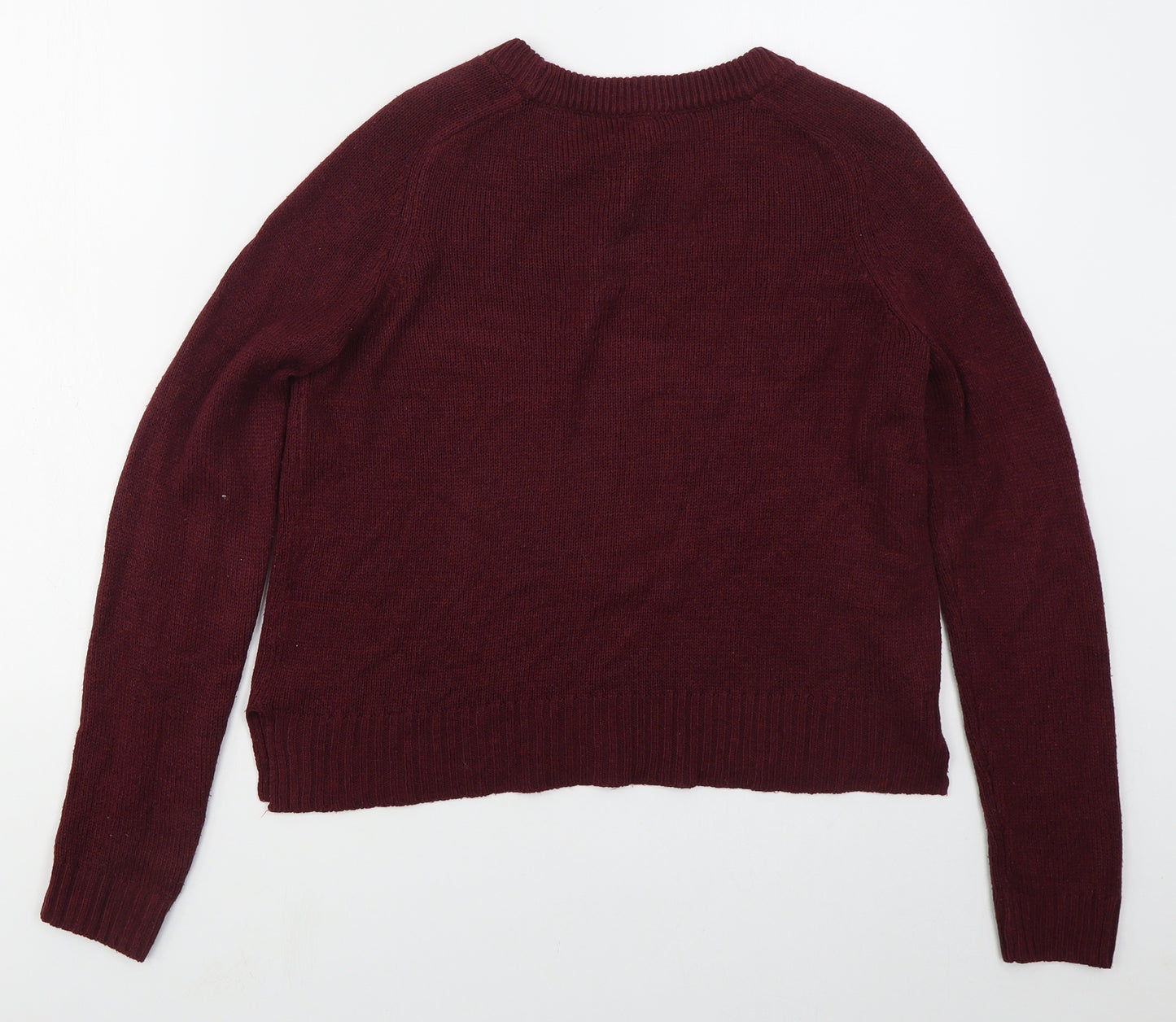 H&M Womens Red Crew Neck  Acrylic Pullover Jumper Size S