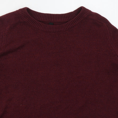 H&M Womens Red Crew Neck  Acrylic Pullover Jumper Size S