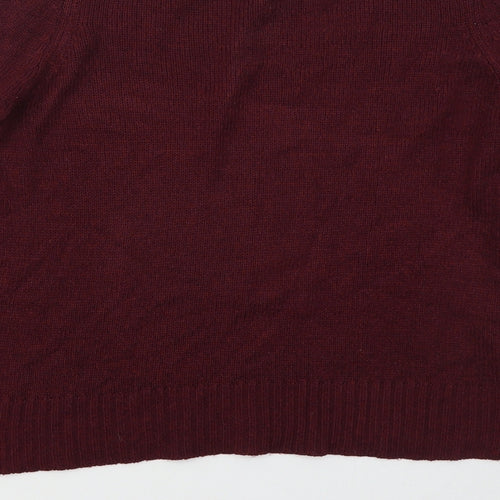H&M Womens Red Crew Neck  Acrylic Pullover Jumper Size S