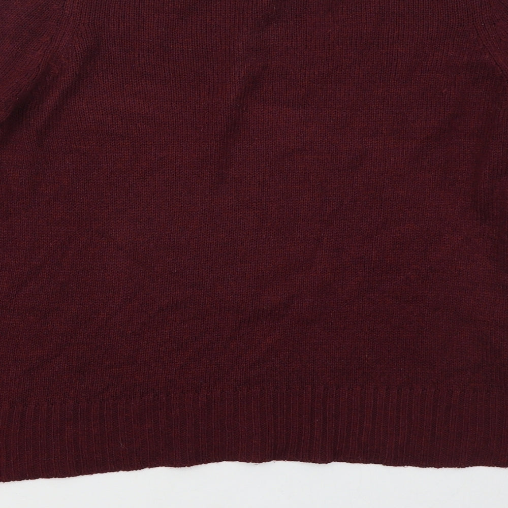 H&M Womens Red Crew Neck  Acrylic Pullover Jumper Size S