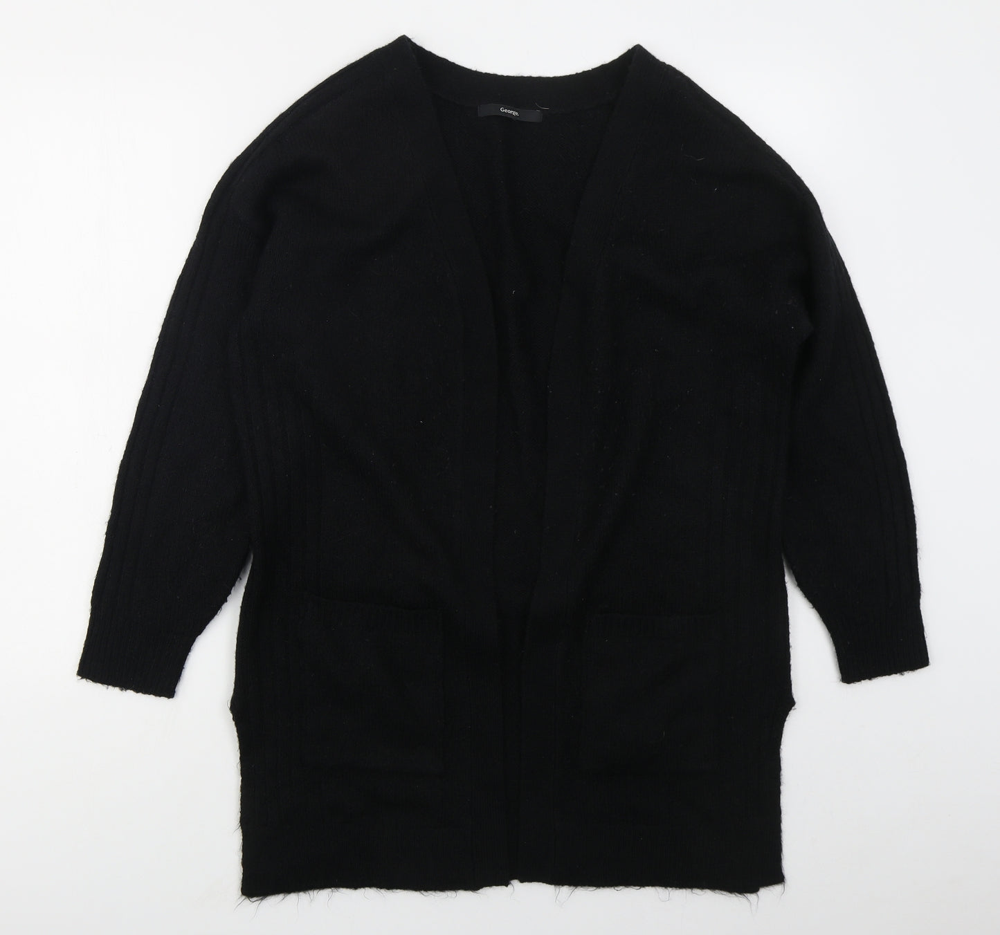 George Womens Black V-Neck  Acrylic Cardigan Jumper Size 12