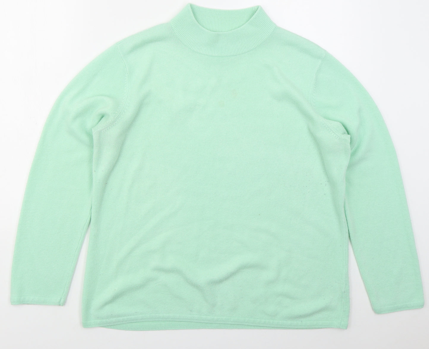 Bonmarché Womens Green Mock Neck  Acrylic Pullover Jumper Size L