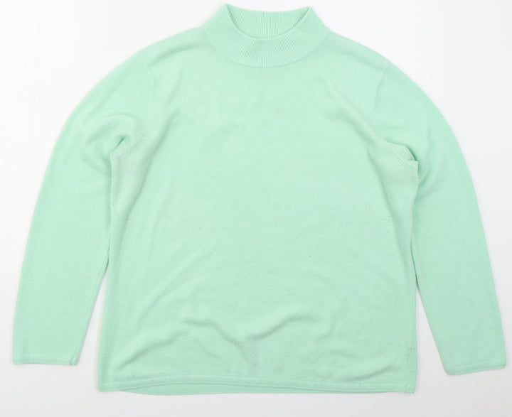 Bonmarché Womens Green Mock Neck  Acrylic Pullover Jumper Size L