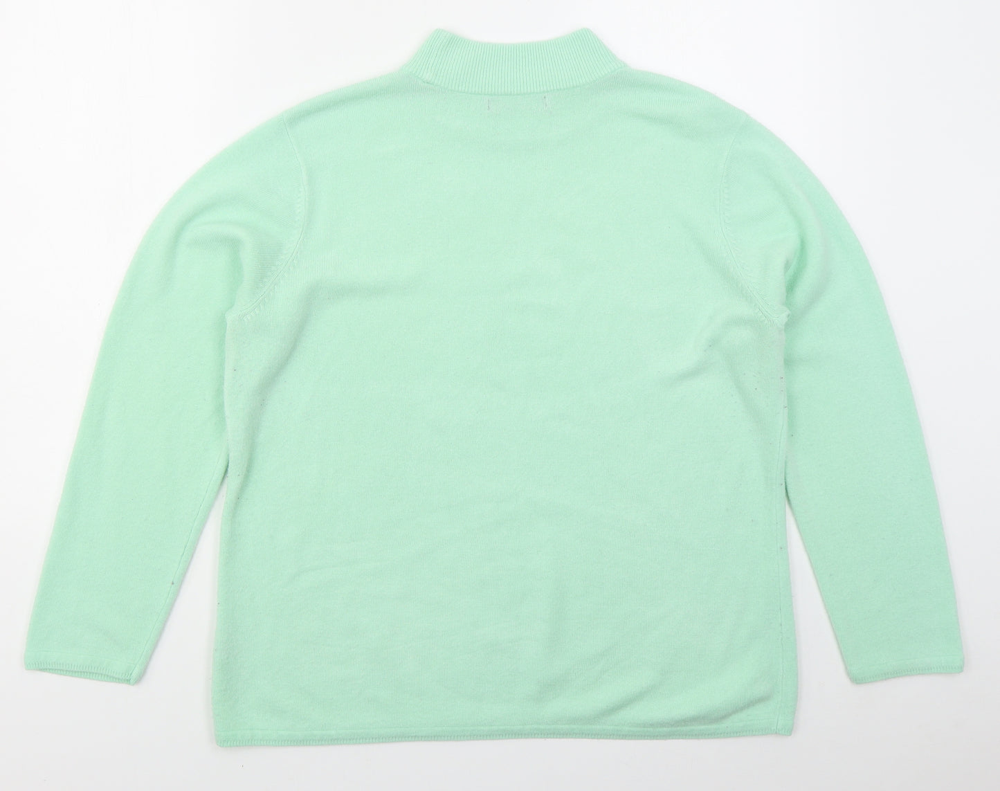 Bonmarché Womens Green Mock Neck  Acrylic Pullover Jumper Size L