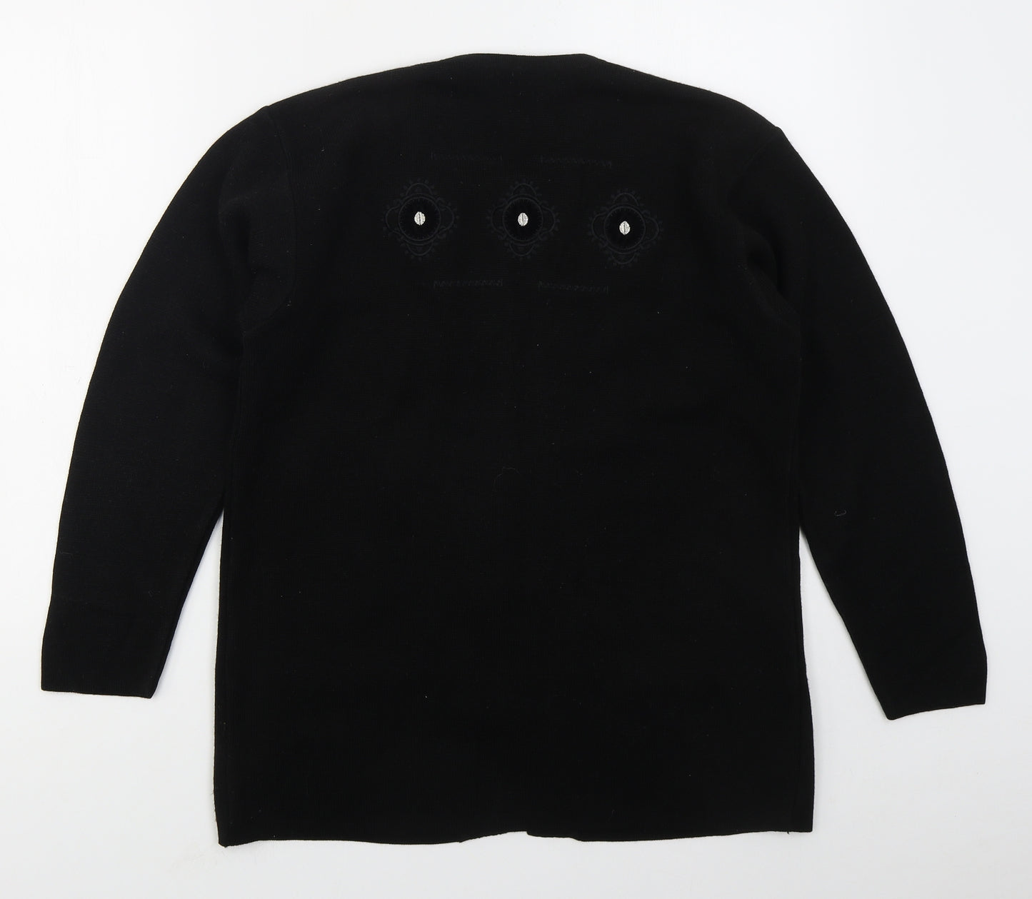 Paramour Womens Black Crew Neck  Acrylic Cardigan Jumper Size M