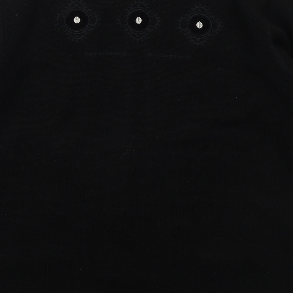 Paramour Womens Black Crew Neck  Acrylic Cardigan Jumper Size M