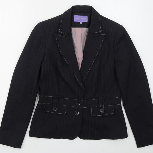 Autonomy Womens Grey Striped Polyester Jacket Suit Jacket Size 14