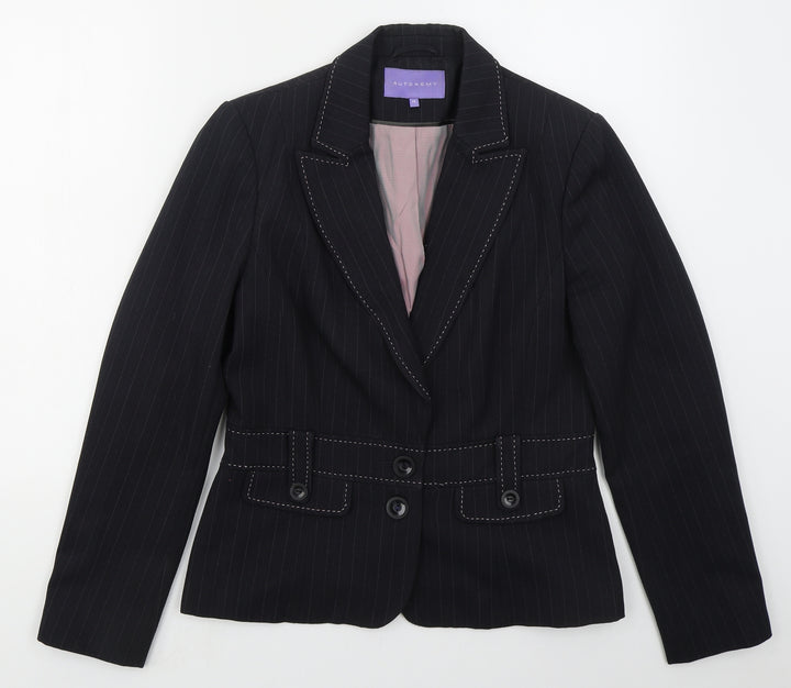 Autonomy Womens Grey Striped Polyester Jacket Suit Jacket Size 14