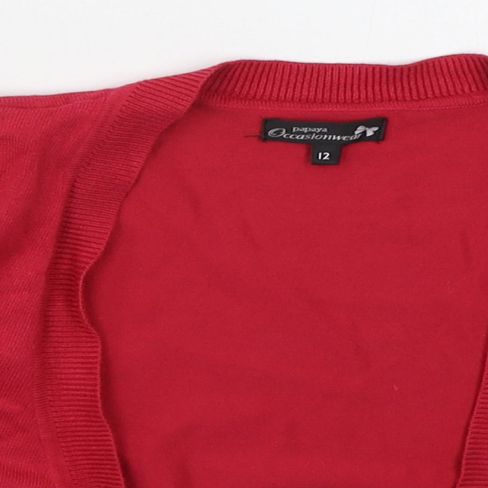 Papaya Womens Pink V-Neck  Viscose Cardigan Jumper Size 12