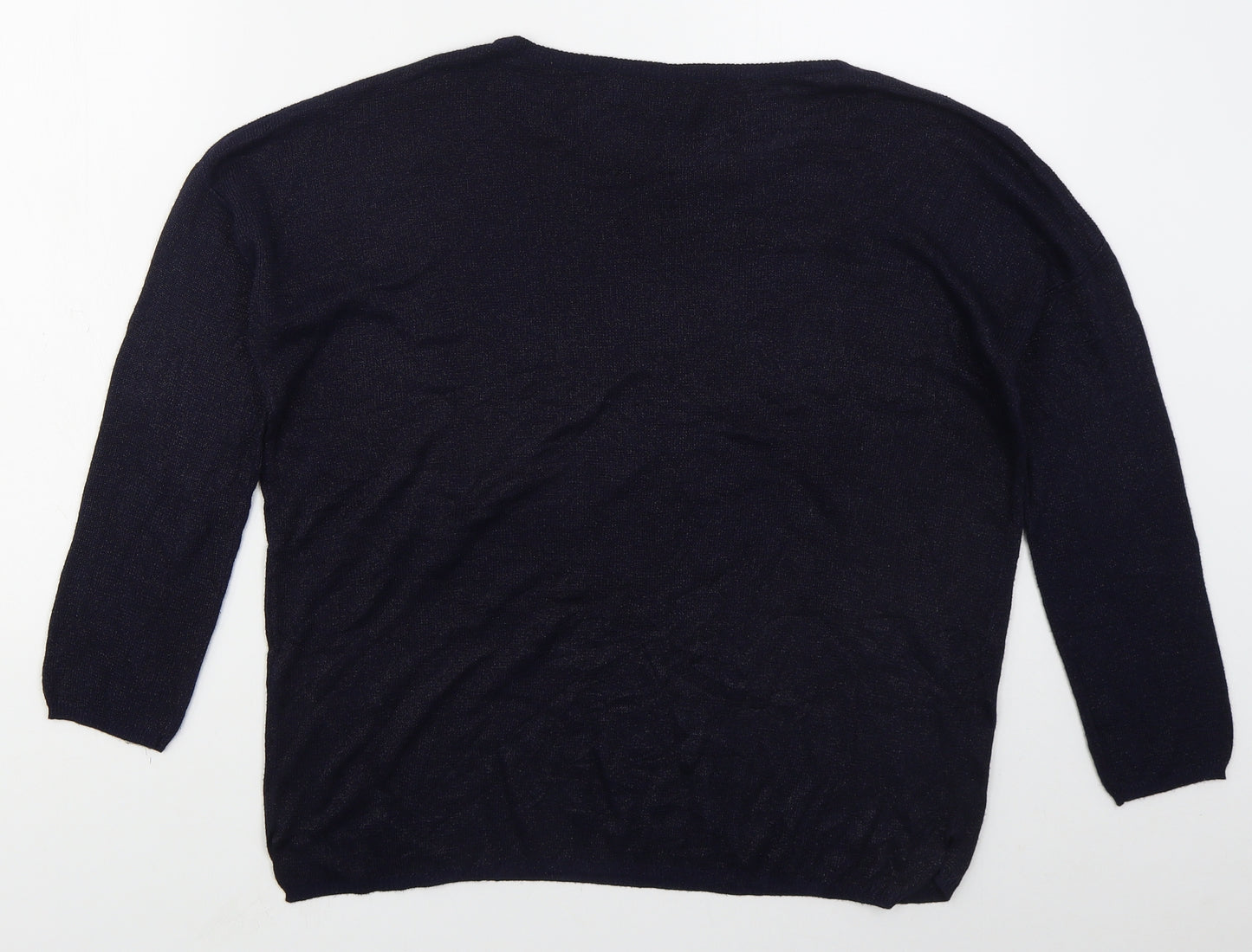 Amchi Womens Blue Boat Neck  Acrylic Pullover Jumper Size L