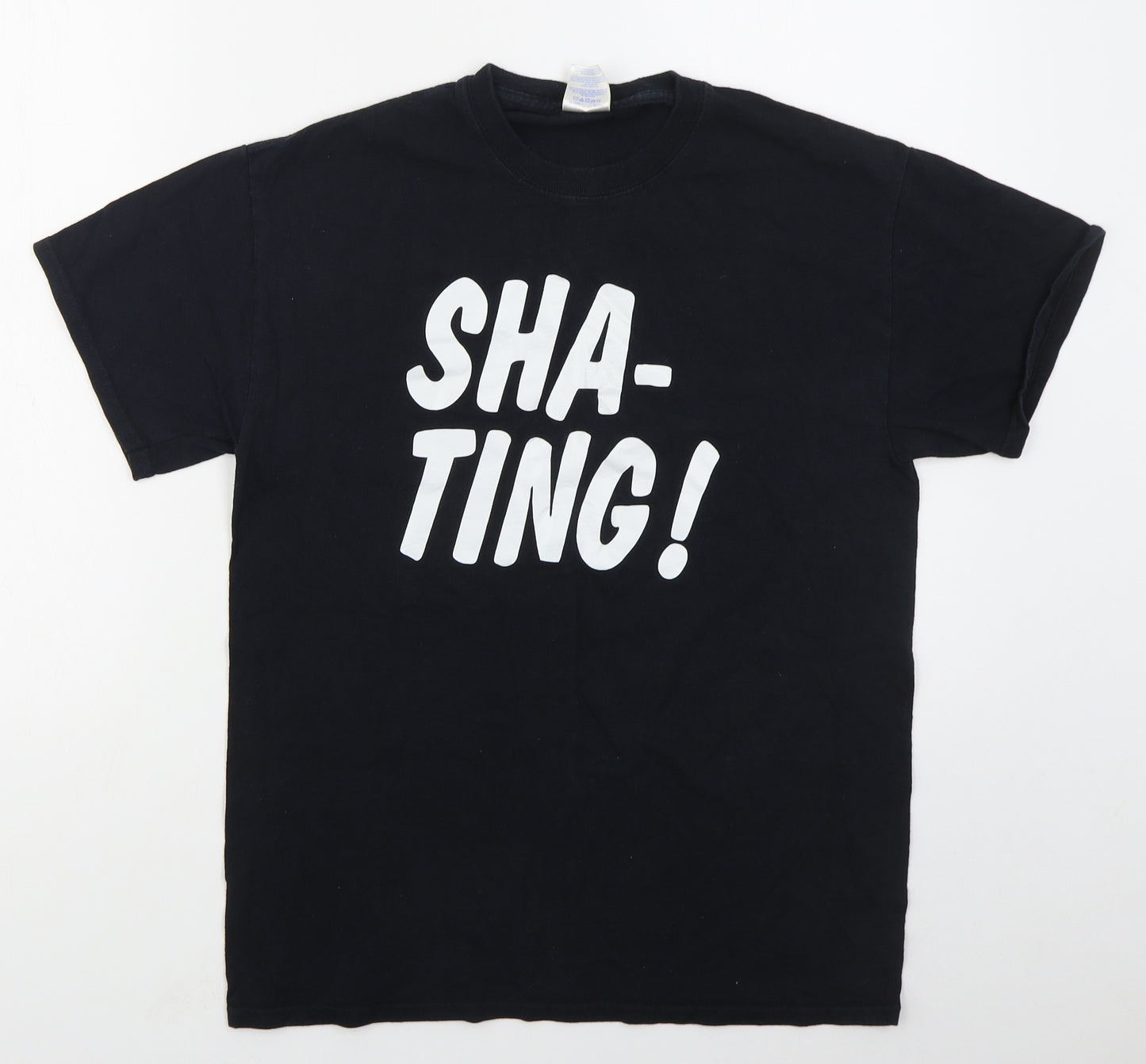 Gildan Mens Black  Cotton  T-Shirt Size M Crew Neck  - Sha-Ting