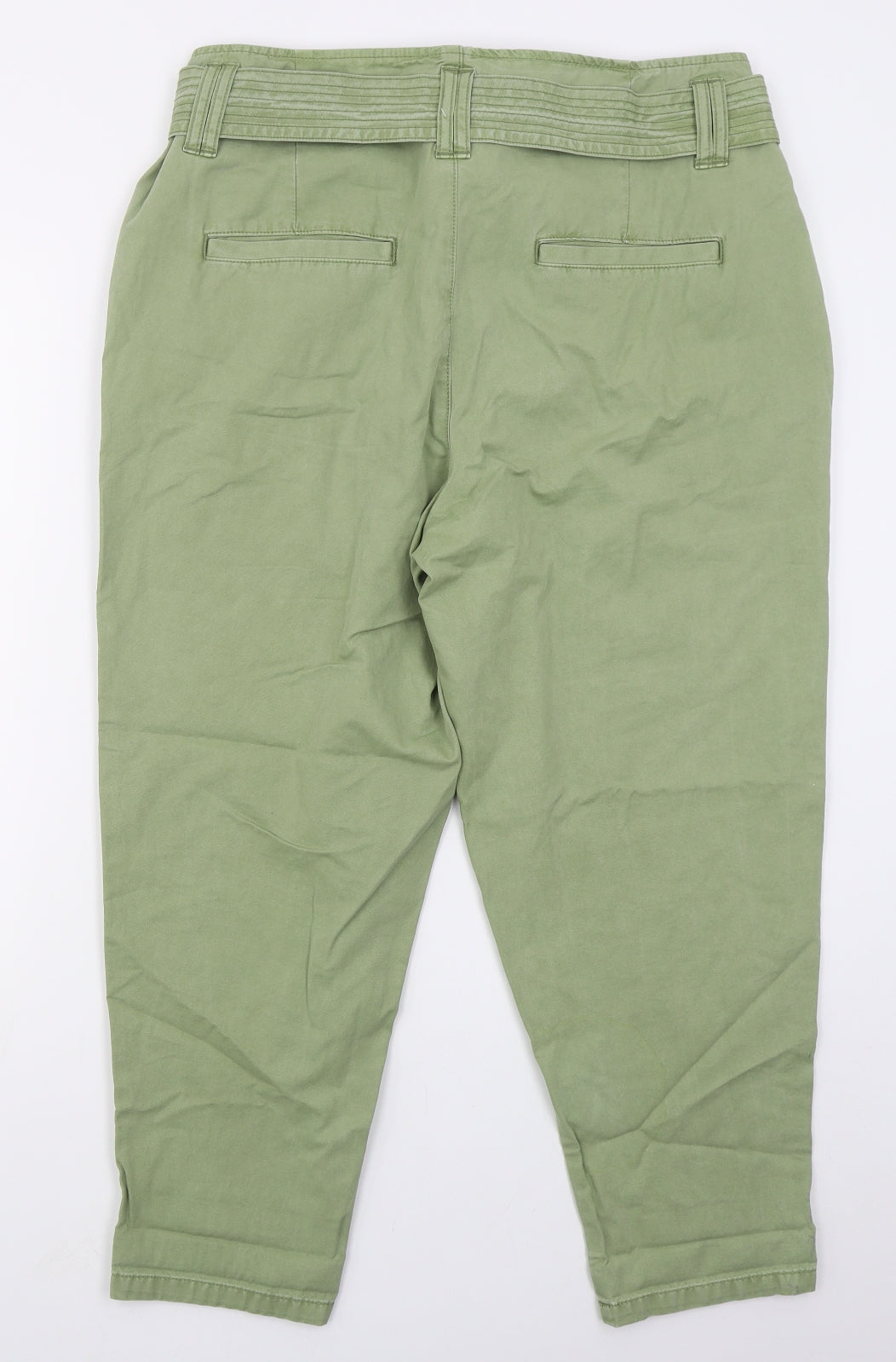 F&F Womens Green  Cotton Trousers  Size 14 L25 in Regular Button