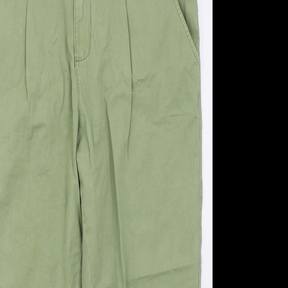 F&F Womens Green  Cotton Trousers  Size 14 L25 in Regular Button