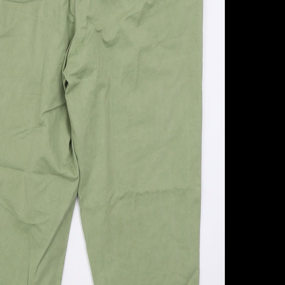 F&F Womens Green  Cotton Trousers  Size 14 L25 in Regular Button