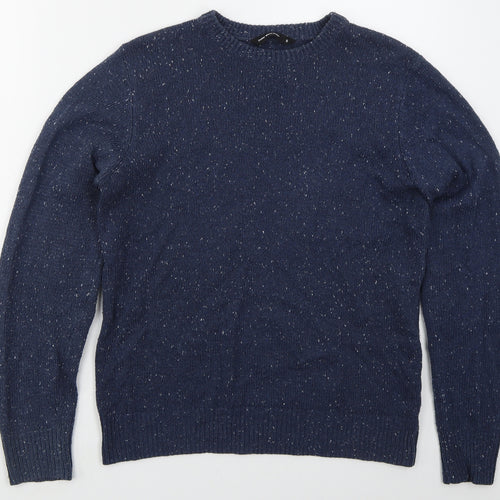 Cedar Wood State Mens Blue Crew Neck  Acetate Pullover Jumper Size S