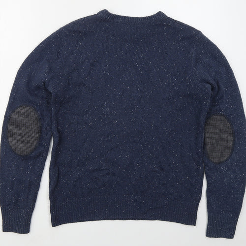 Cedar Wood State Mens Blue Crew Neck  Acetate Pullover Jumper Size S