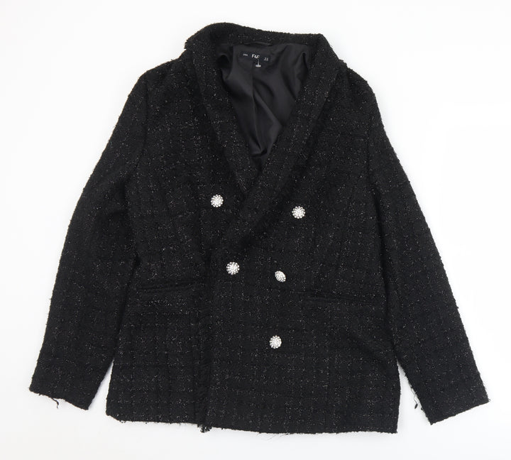 F&F Womens Black Jacket Size 14 Button