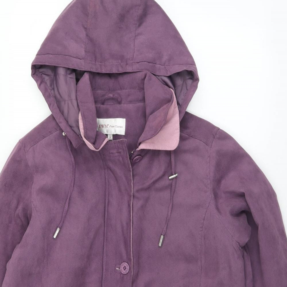 EWM Womens Purple   Overcoat Coat Size 14  Zip
