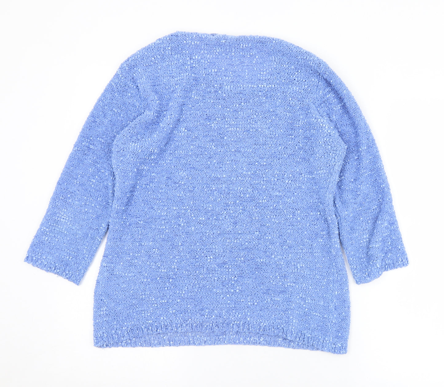BM Womens Blue Round Neck Floral Polyester Pullover Jumper Size S
