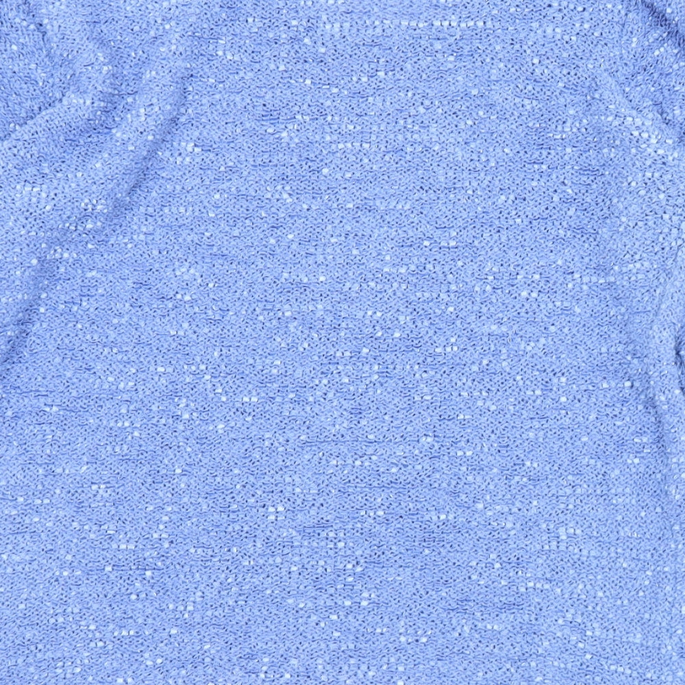 BM Womens Blue Round Neck Floral Polyester Pullover Jumper Size S