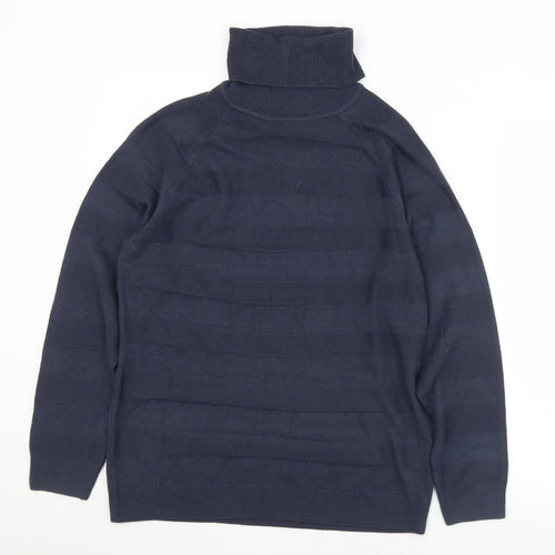 Ridge & Co Womens Blue Roll Neck  Acrylic Pullover Jumper Size 12