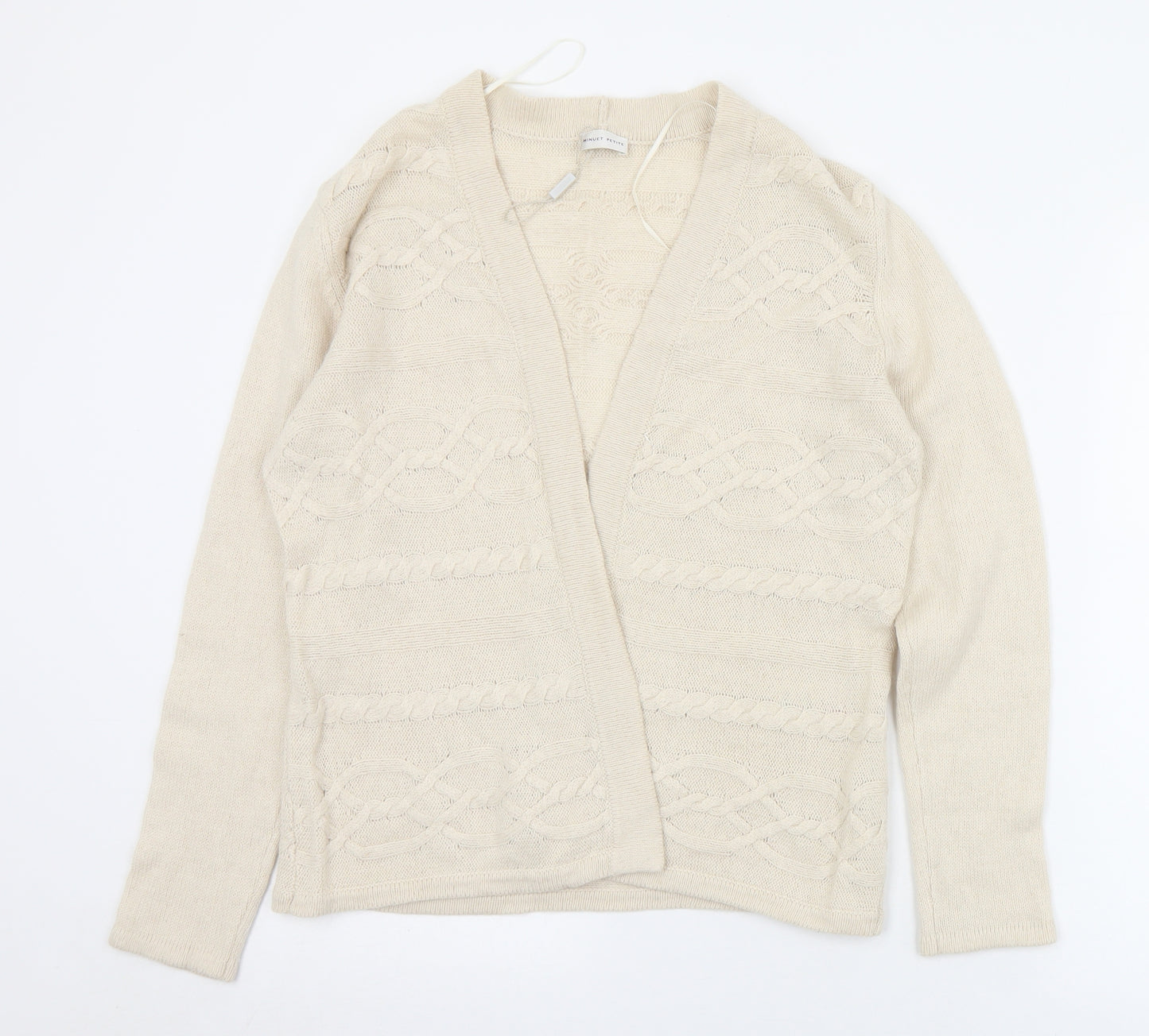Minuet Womens Beige Collared  Cotton Cardigan Jumper Size M