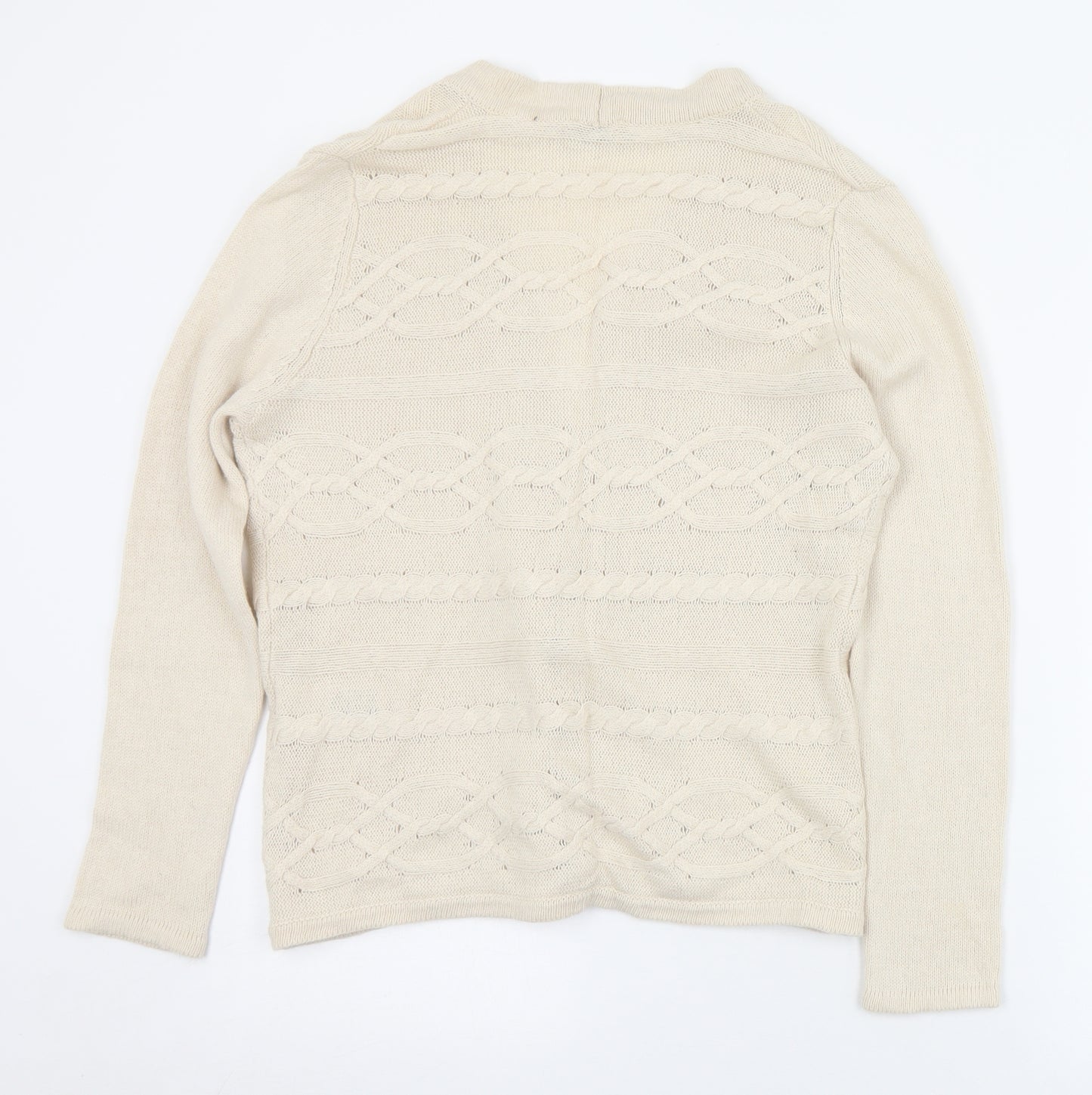 Minuet Womens Beige Collared  Cotton Cardigan Jumper Size M