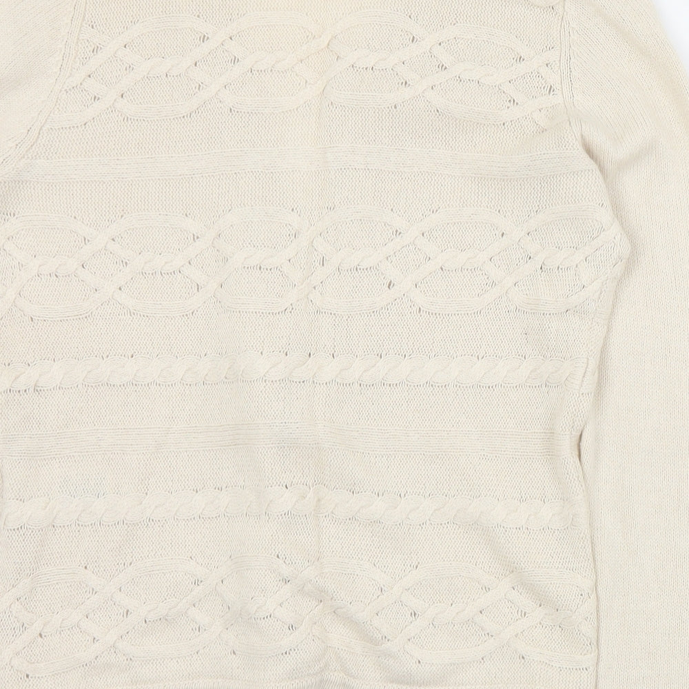 Minuet Womens Beige Collared  Cotton Cardigan Jumper Size M