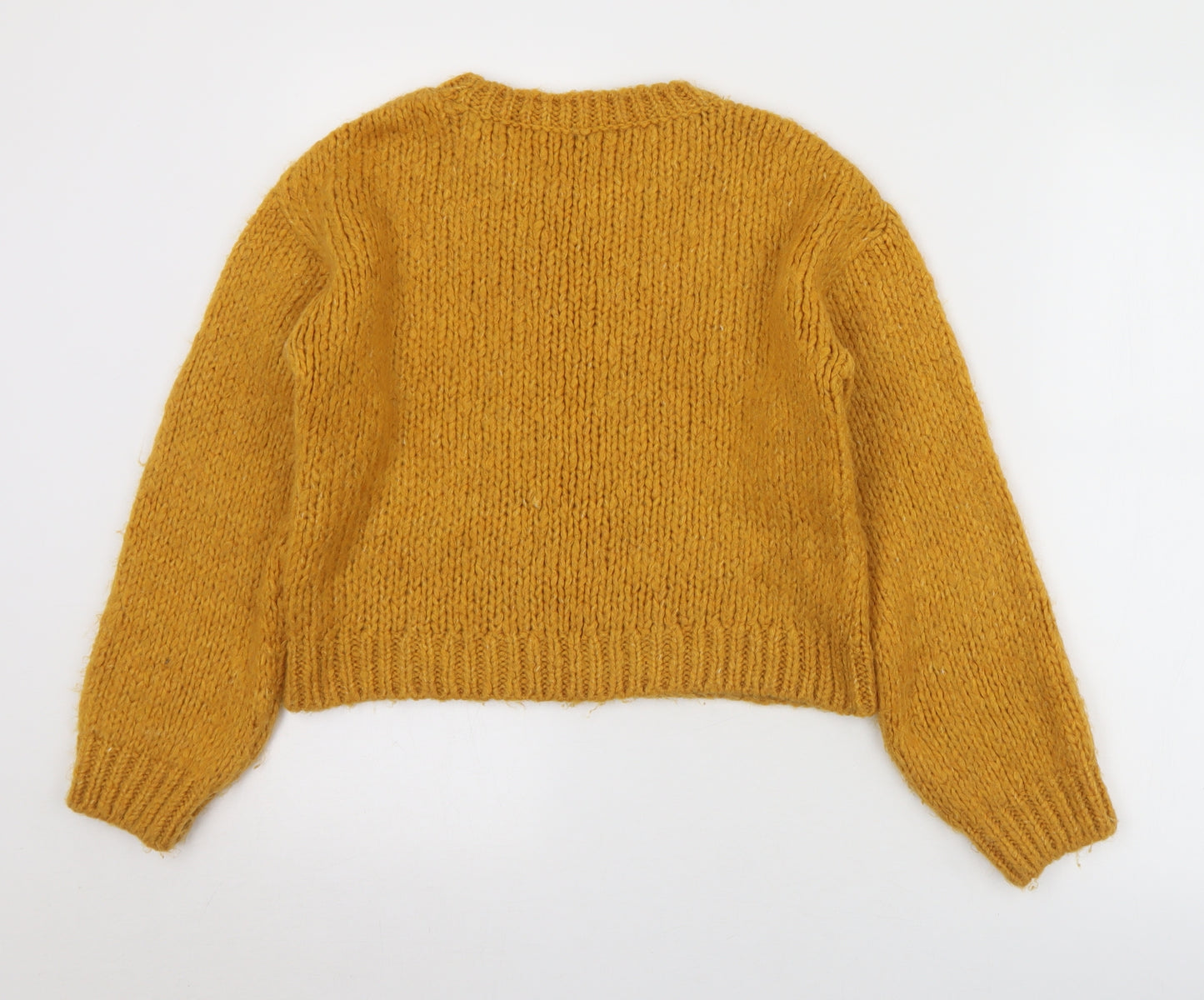 New Look Girls Yellow Crew Neck  Acrylic Pullover Jumper Size 14-15 Years