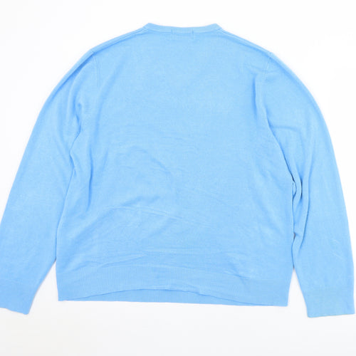 Marks and Spencer Mens Blue V-Neck  Acrylic Pullover Jumper Size L
