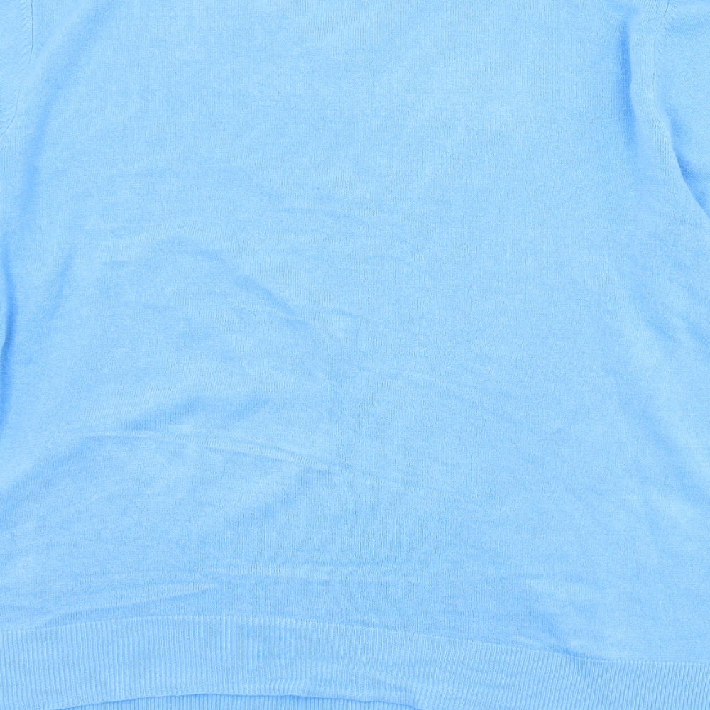 Marks and Spencer Mens Blue V-Neck  Acrylic Pullover Jumper Size L