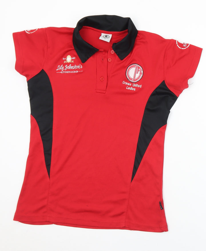 Crewe United Womens Red Polyester Jersey Polo Size S Collared - Crewe United Ladies