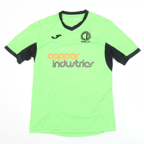 Crewe United Mens Green  Polyester  T-Shirt Size M V-Neck  - Crewe United