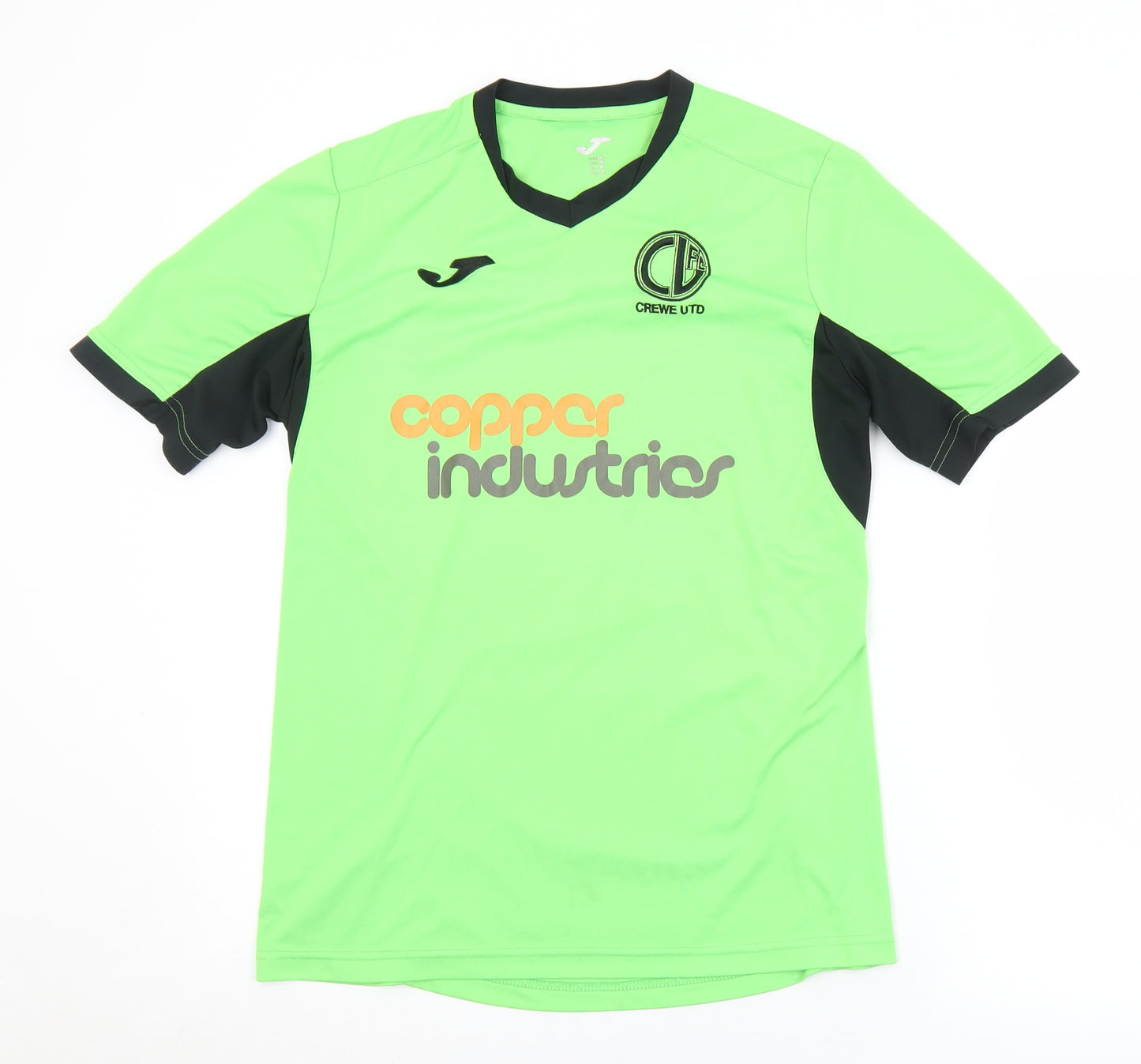 Crewe United Mens Green  Polyester  T-Shirt Size M V-Neck  - Crewe United