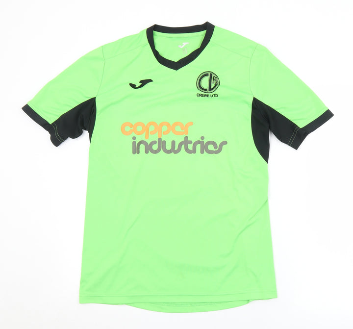 Crewe United Mens Green  Polyester  T-Shirt Size M V-Neck  - Crewe United