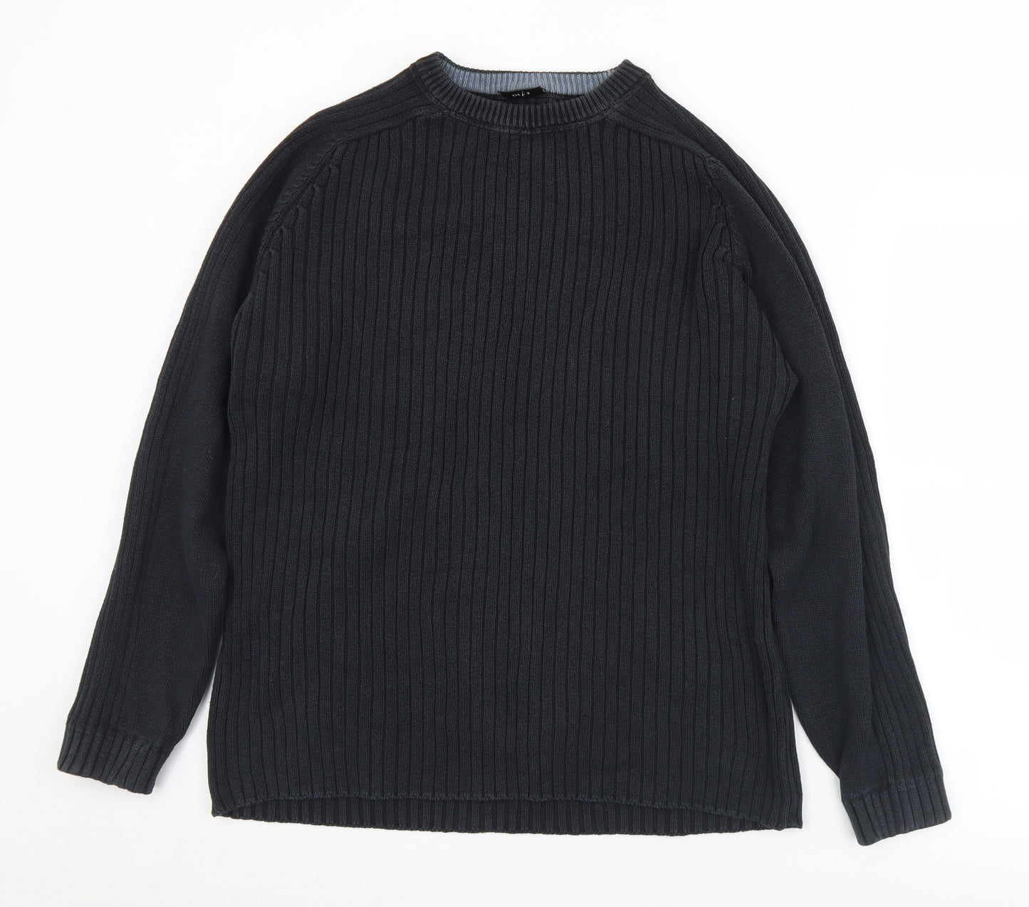 NEXT Mens Black Crew Neck  Cotton Pullover Jumper Size M