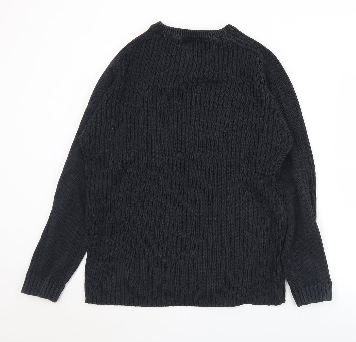 NEXT Mens Black Crew Neck  Cotton Pullover Jumper Size M