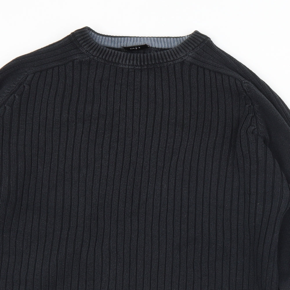 NEXT Mens Black Crew Neck  Cotton Pullover Jumper Size M