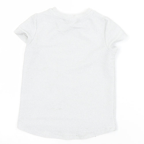 George Girls Silver  Polyester Basic T-Shirt Size 4-5 Years Crew Neck  - Shine Bright