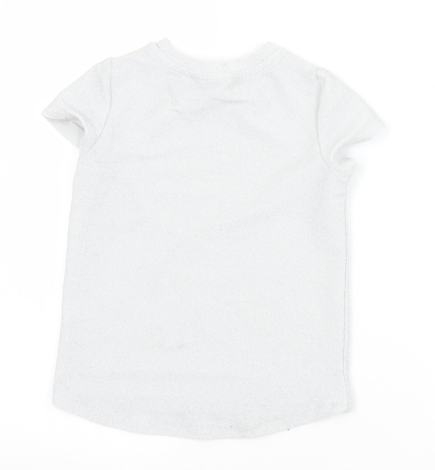George Girls Silver  Polyester Basic T-Shirt Size 4-5 Years Crew Neck  - Shine Bright