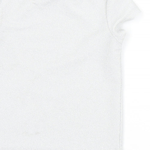 George Girls Silver  Polyester Basic T-Shirt Size 4-5 Years Crew Neck  - Shine Bright